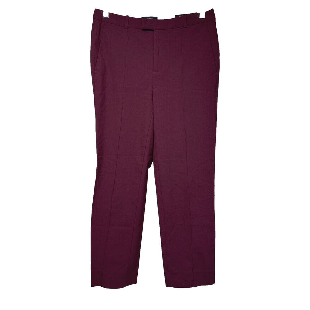 J Crew Pants Women 0 Maroon Purple Tollegno 1900 Fabric Ankle Dress Pants Preppy